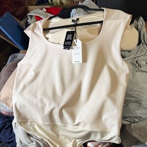 Express XL bodysuit Cream Sleeveless Top